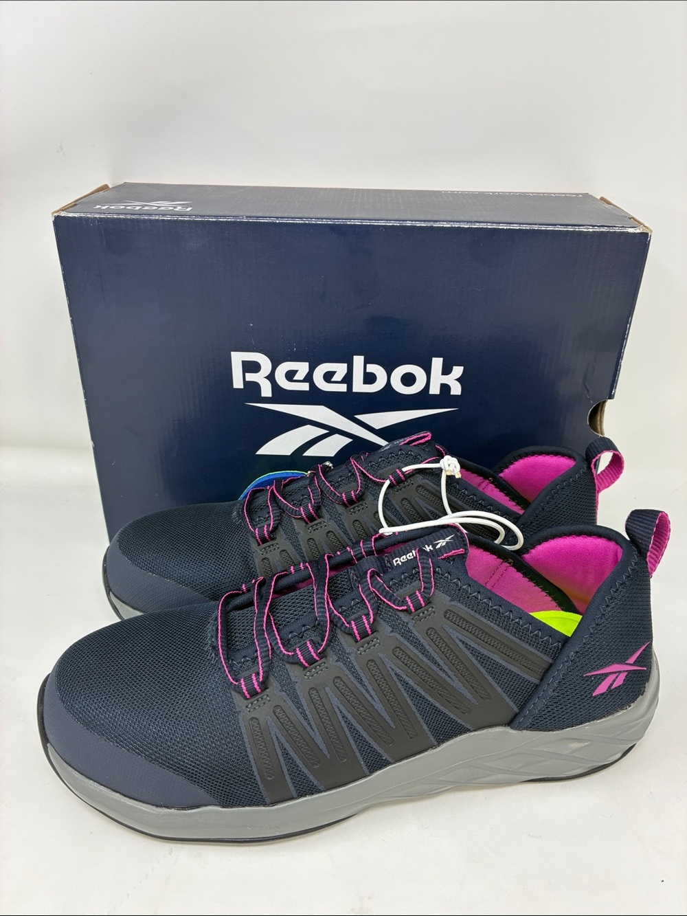 Reebok Women's Navy and Hot Pink Athletic Sneakers